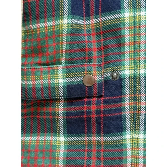 Duluth Trading Co Flapjack Flannel Shirt Jac Shacket Womens Large Green Plaid - Picture 5 of 6